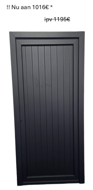 PVC porte à planchettes – rainures verticales – 980 x 2100 mm DROITE – NOIR