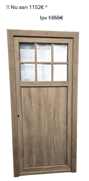PVC porte à planchettes – rainures verticales et 1/3 vitrage clair – 980 x 2100 mm DROITE – TURNER OAK