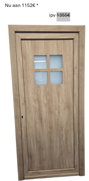 PVC porte à planchettes – rainures verticales et division en carré avec vitrage satiné – 980 x 2100 mm GAUCHE – TURNER OAK