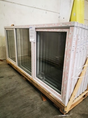 FENÊTRE 3 PARTIES - 2 x OSCILLO BATTANT + 1 x FIXE BLANC 2800 x 1200mm