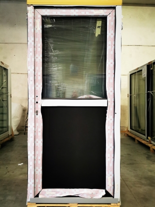 PVC DEUR 1/2 GLAS ZWART 980 x 2100mm LINKS