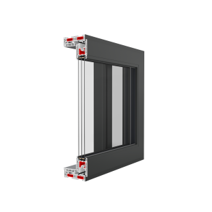 PVC HEFSCHUIFRAAM 1 ZIJDE SCHUIVEND ZWART 2480 X 2100MM RECHTS