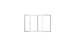 PVC HEFSCHUIFRAAM 1 ZIJDE SCHUIVEND WIT 2980 X 2100MM RECHTS