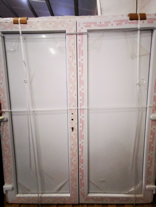 PVC DUBBELE DEUR VOL PANEEL VLAK WIT 1800 x 2100mm RECHTS