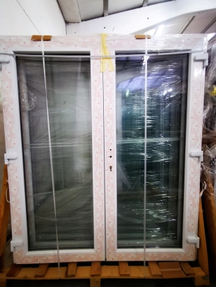 PVC DUBBELE DEUR VOL GLAS WIT 1800 x 2100mm LINKS