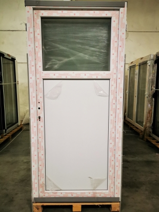 PVC DEUR 60 MM 1/3 STRUCTUUR GLAS WIT 980 x 2100mm LINKS