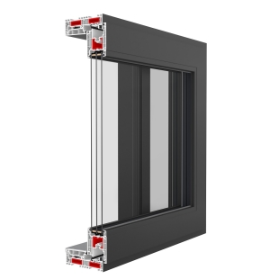 PVC HEFSCHUIFRAAM 1 ZIJDE SCHUIVEND ZWART 2480 X 2100MM LINKS - MET SLOT